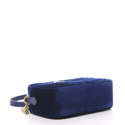Gucci Velvet Matelasse Small GG Marmont Chain Shoulder Bag Cobalt 4 of 10