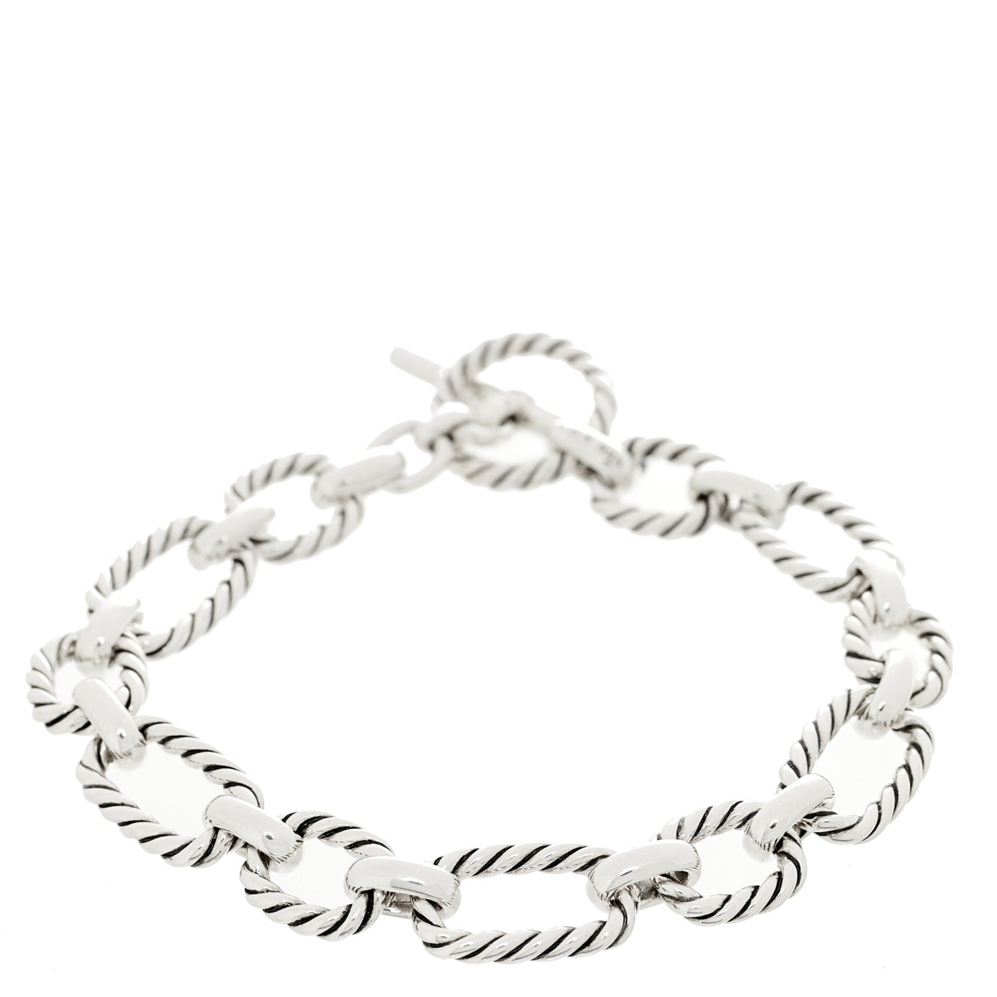 Sterling Silver Blue Sapphire 9.5mm Cushion Link Bracelet