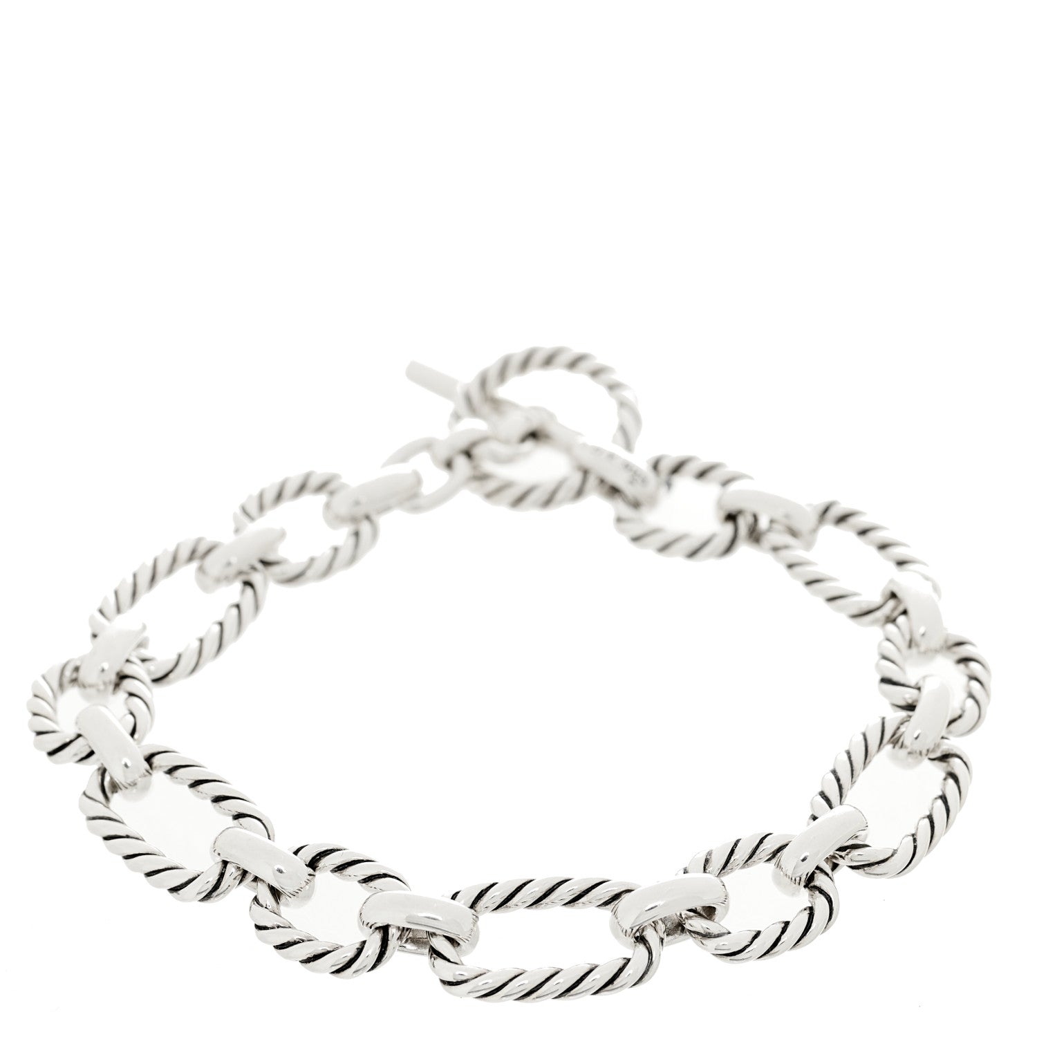 David Yurman Sterling Silver Blue Sapphire 9.5mm Cushion Link Bracelet 1 of 3