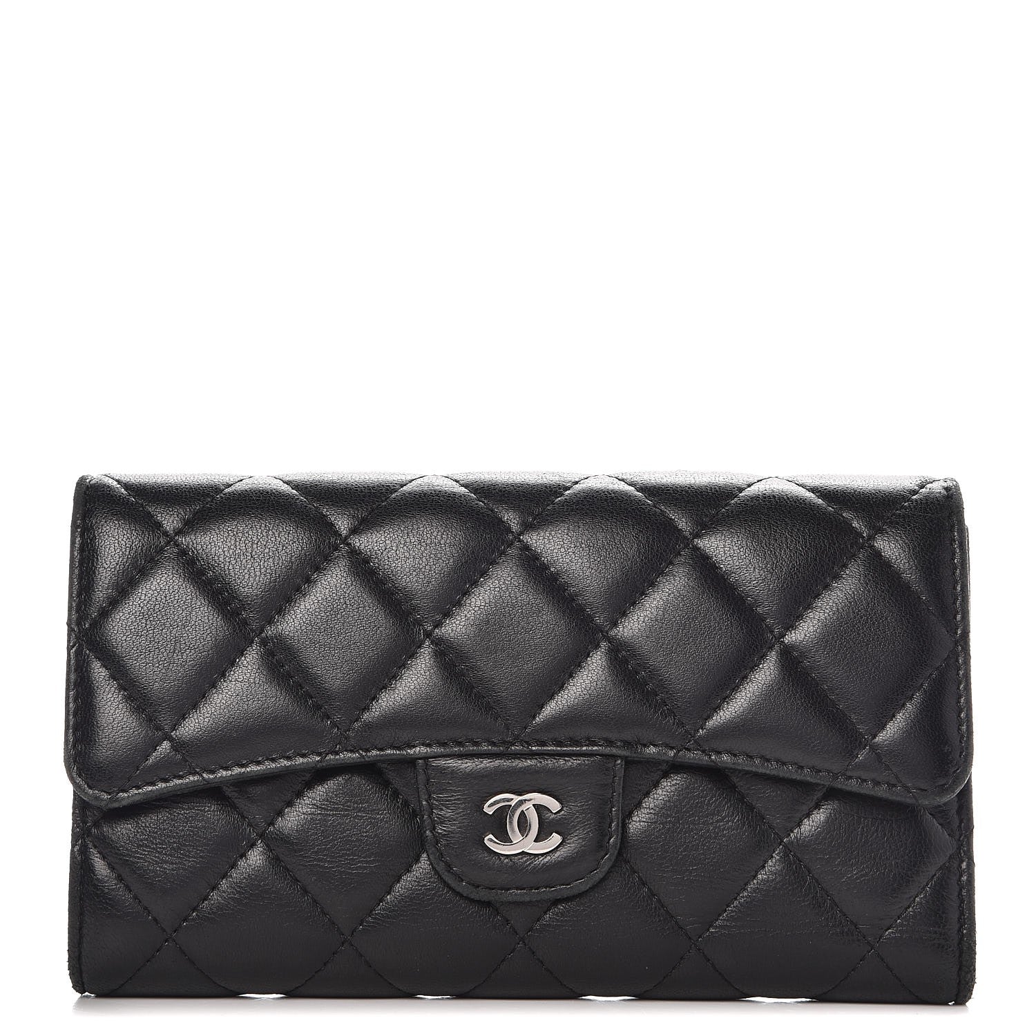 Chanel Lambskin Quilted Large Flap Wallet Black 1 of 10