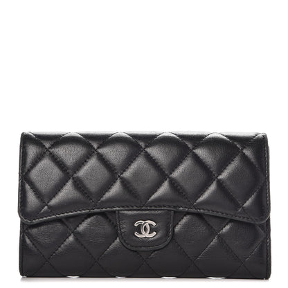 Chanel Lambskin Quilted Large Flap Wallet Black 1 of 10