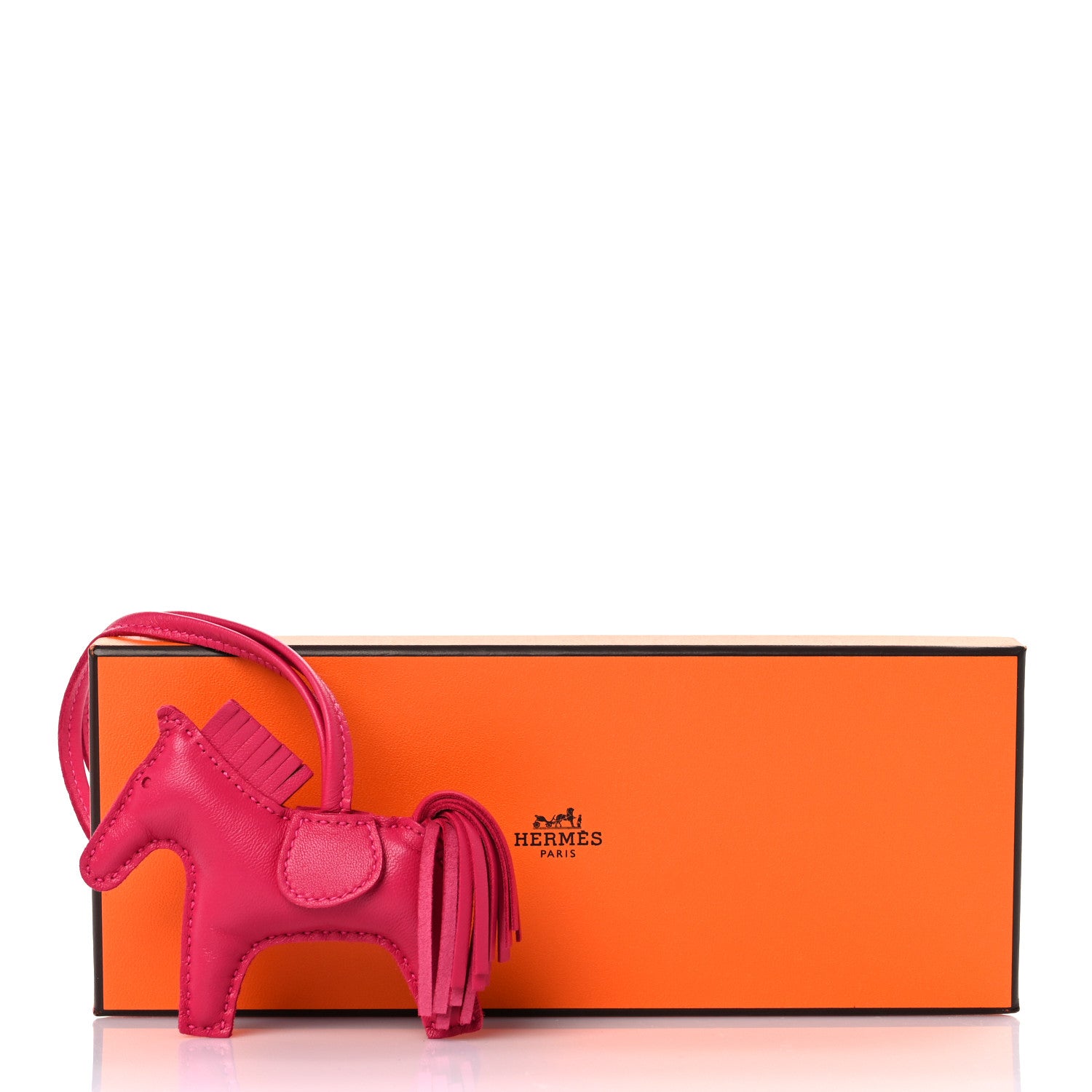 Hermes Milo Lambskin Grigri Rodeo Horse Bag Charm PM Rose Mexico 4 of 4