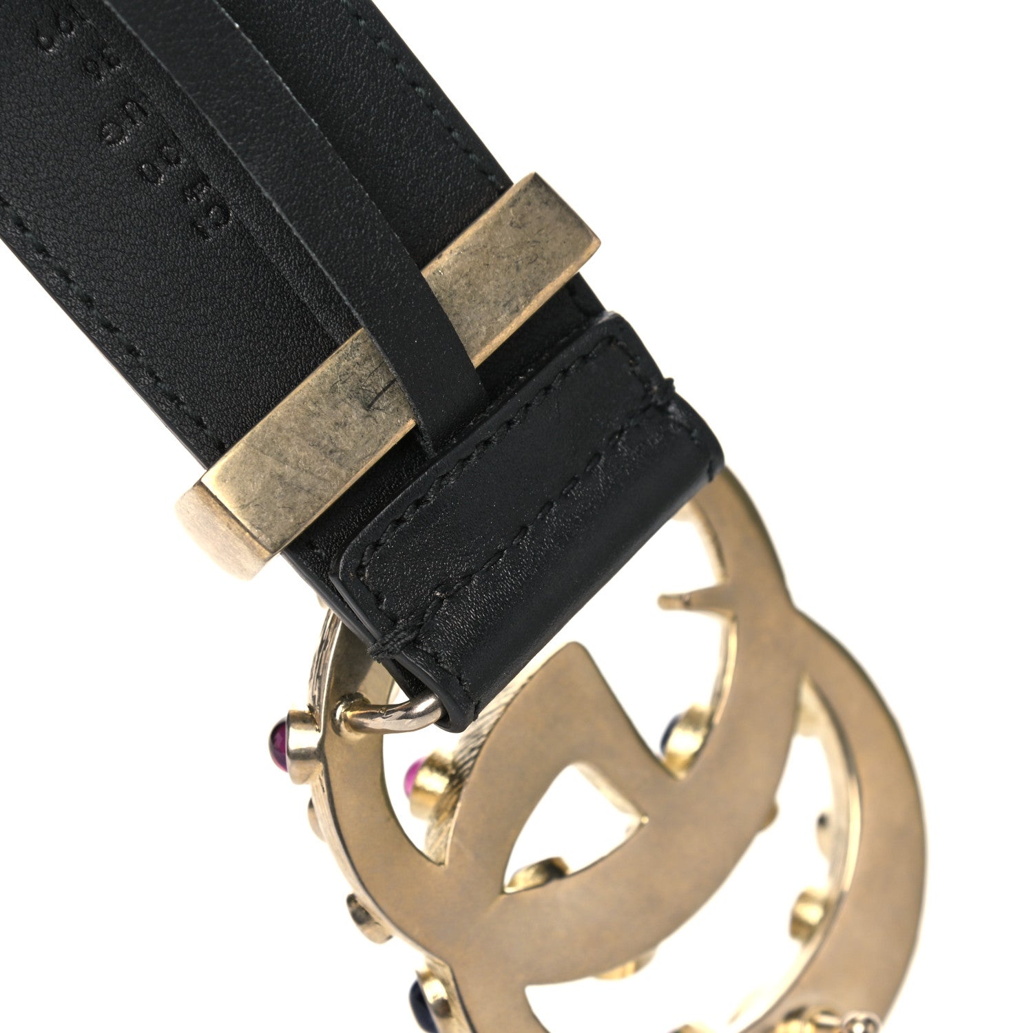 Gucci Calfskin Ceramic Glass Double G 40mm Belt 90 36 Black Multicolor 4 of 6