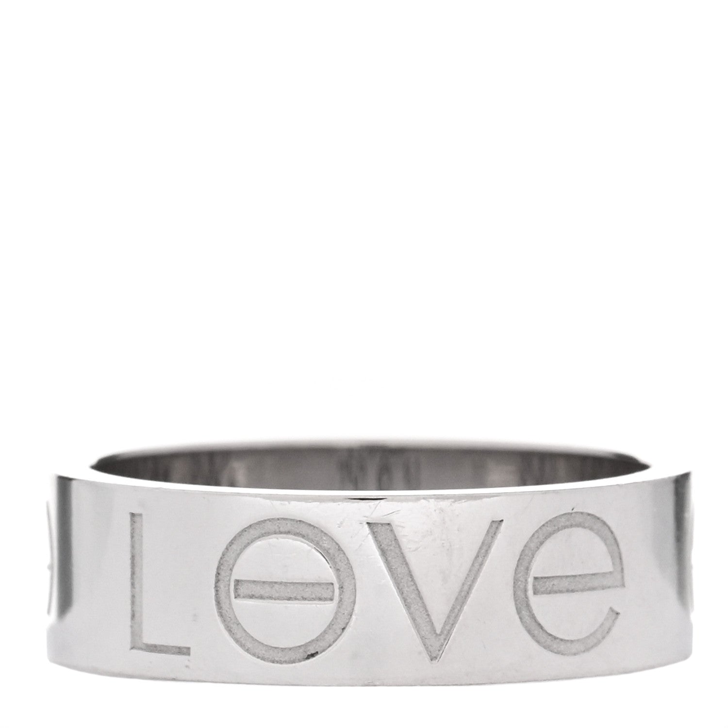 Cartier 18K White Gold 5.5mm Engraved LOVE Ring 51 5.75 1 of 5