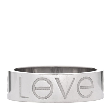 Cartier 18K White Gold 5.5mm Engraved LOVE Ring 51 5.75 1 of 5