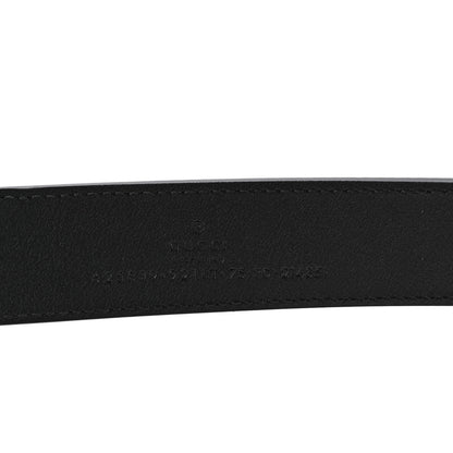 Gucci GG Supreme Monogram Matte Plutone Calfskin Double G 30mm Belt 75 30 Beige Ebony Black 3 of 5