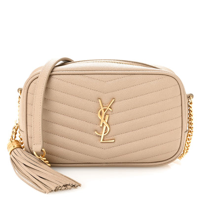 Saint Laurent Grain De Poudre Matelasse Monogram Mini Lou Camera Bag Dark Beige 1 of 11