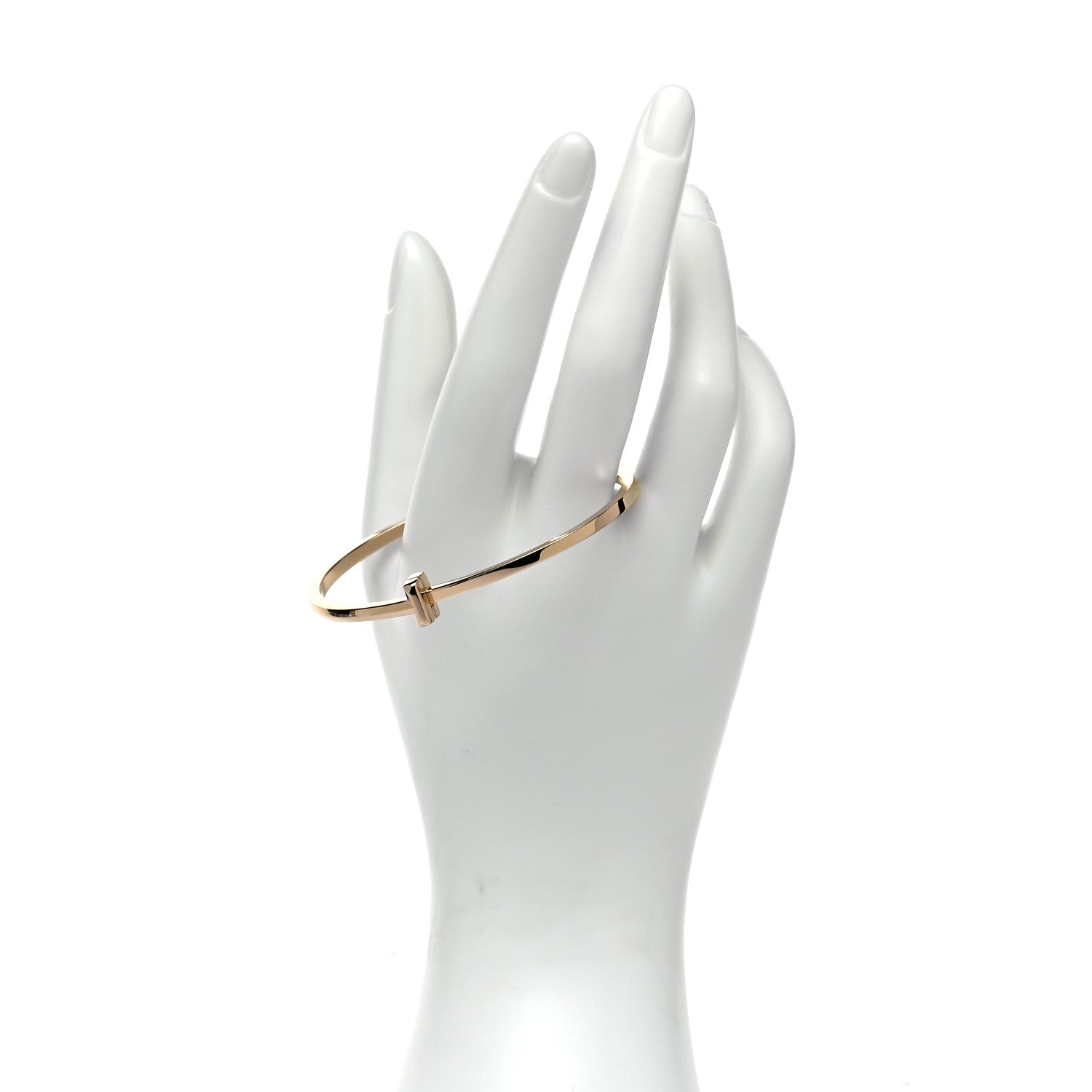 Tiffany 18K Rose Gold Narrow T T1 Hinged Bangle Bracelet 2 of 5