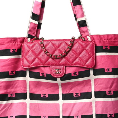 Chanel Caviar Fabric Quilted Foldable Tote With Chain Pink Multicolor 13 of 17