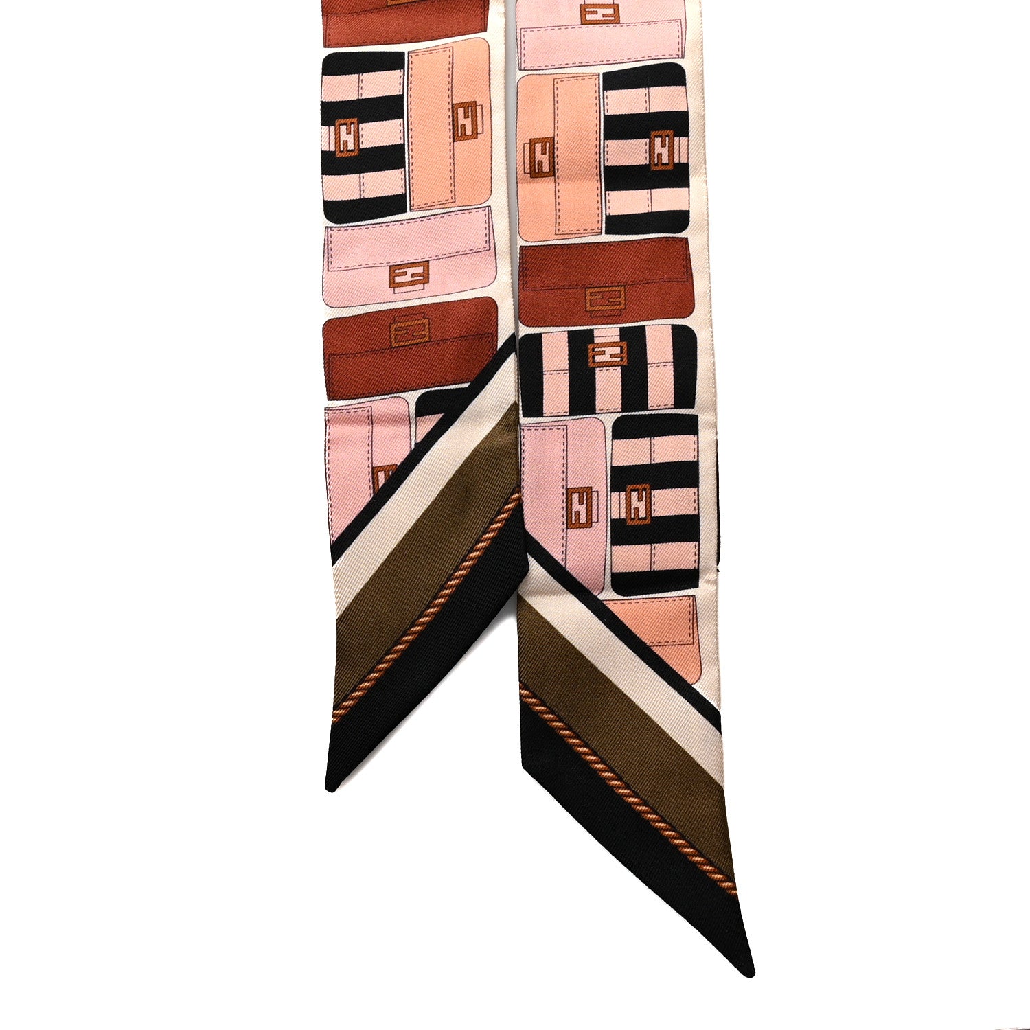 Fendi Silk Baguette Wrappy Scarf Pink Multicolor 2 of 3