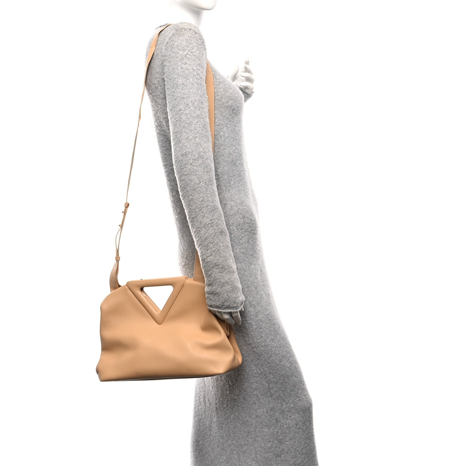 Bottega Veneta Calfskin Medium The Point Triangle Bag Almond