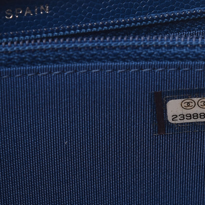 Chanel Caviar Quilted Boy Small Zip Around Wallet Blue 8 of 9