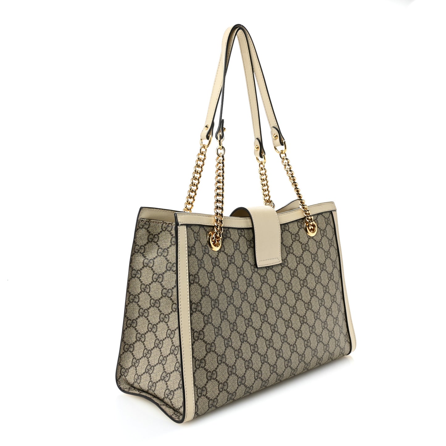 GG Supreme Monogram Medium Padlock Tote White