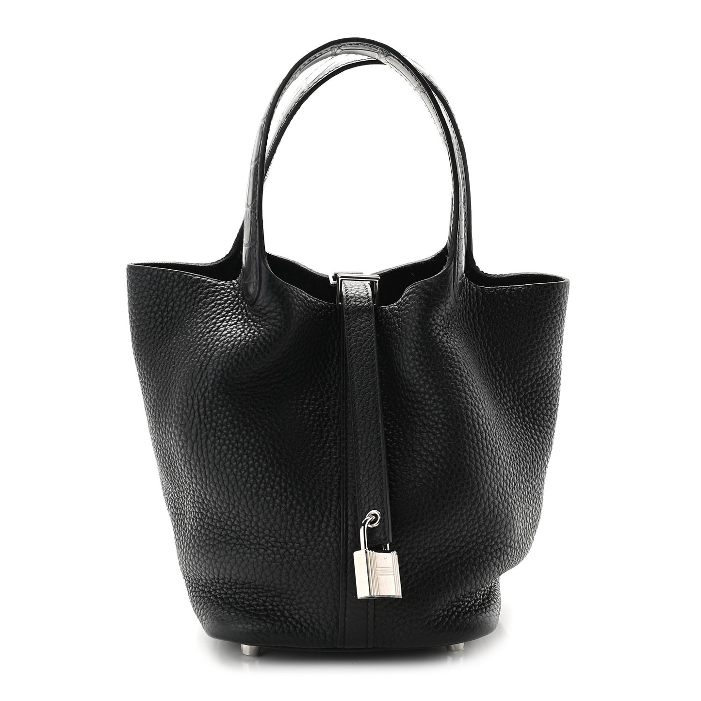 Taurillon Clemence Matte Alligator Picotin Lock Touch 18 PM Black