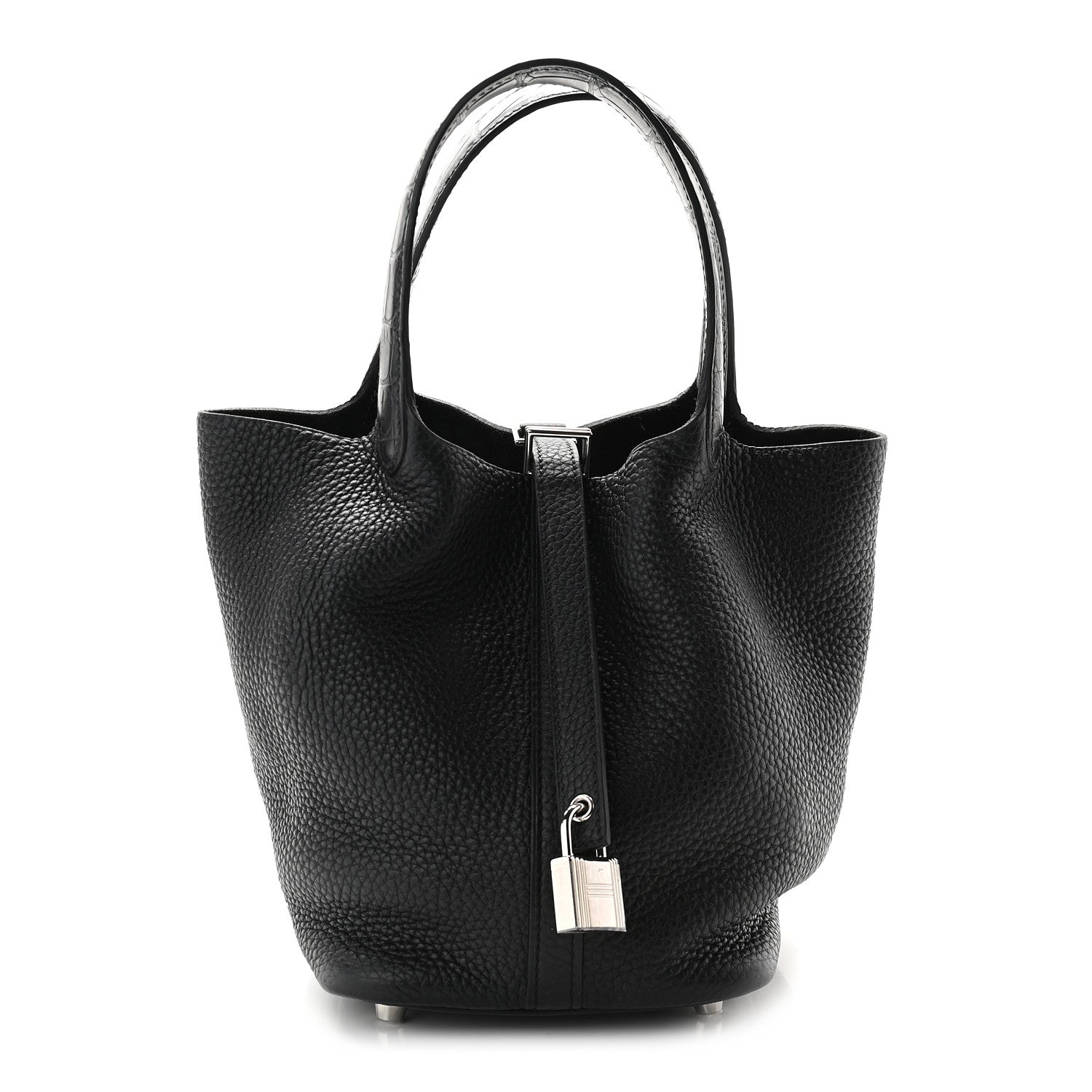 Hermes Taurillon Clemence Matte Alligator Picotin Lock Touch 18 PM Black 1 of 8