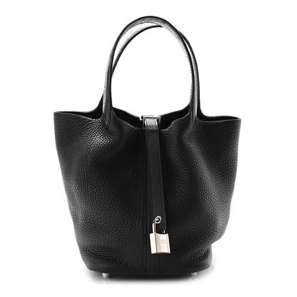 Hermes Taurillon Clemence Matte Alligator Picotin Lock Touch 18 PM Black 1 of 8