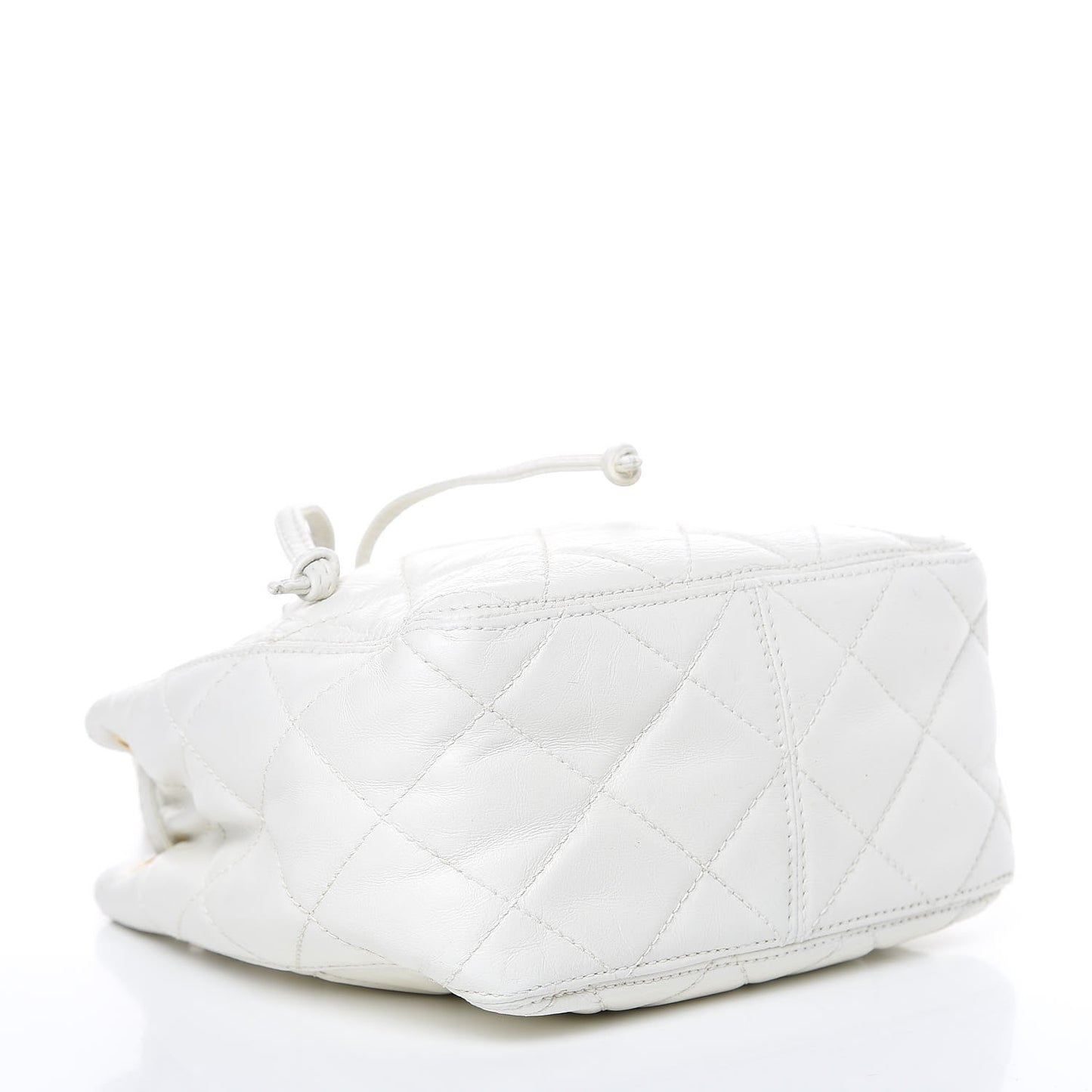 Calfskin Quilted Drawstring Bag White