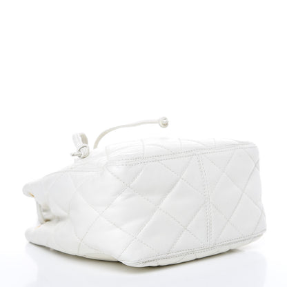 Chanel Calfskin Quilted Drawstring Bag White 4 of 11