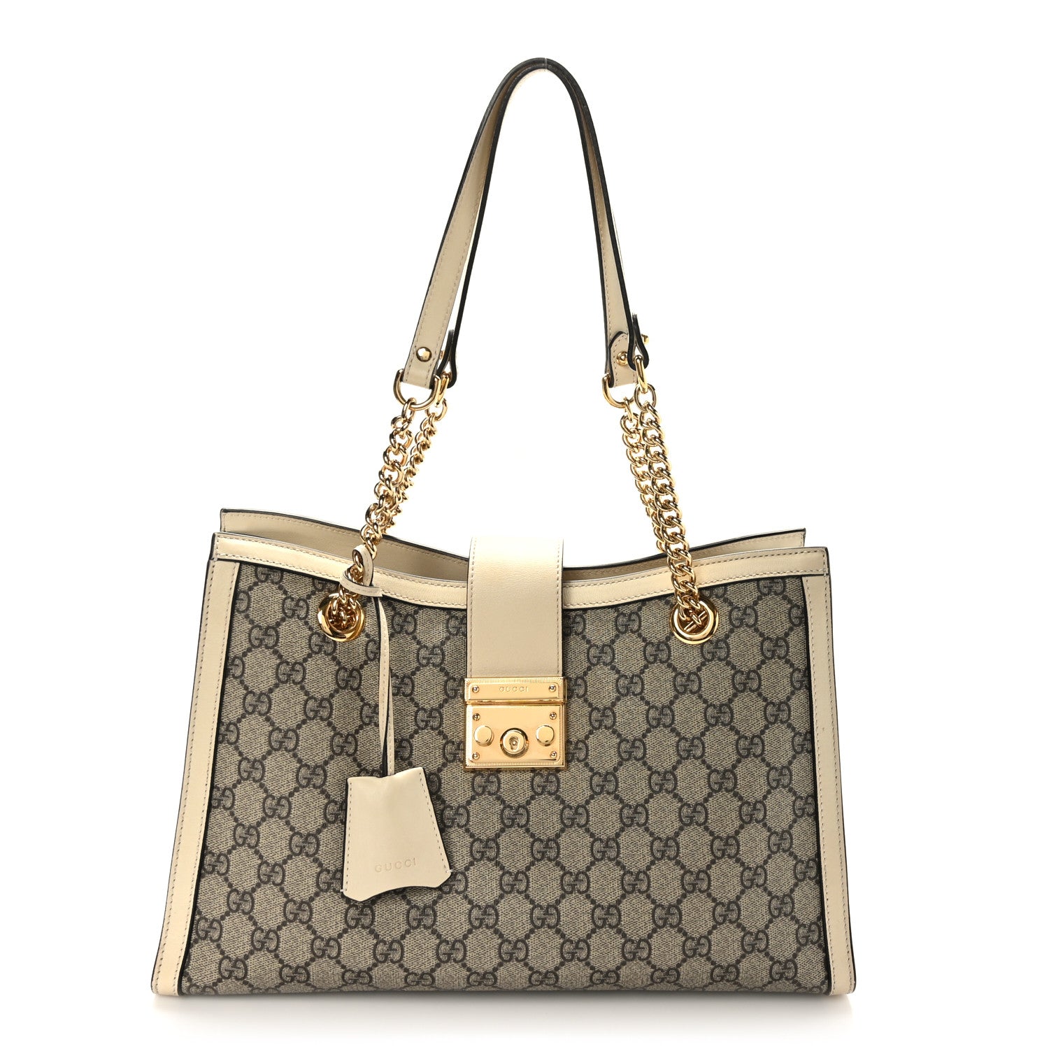 Gucci GG Supreme Monogram Medium Padlock Tote White 1 of 9