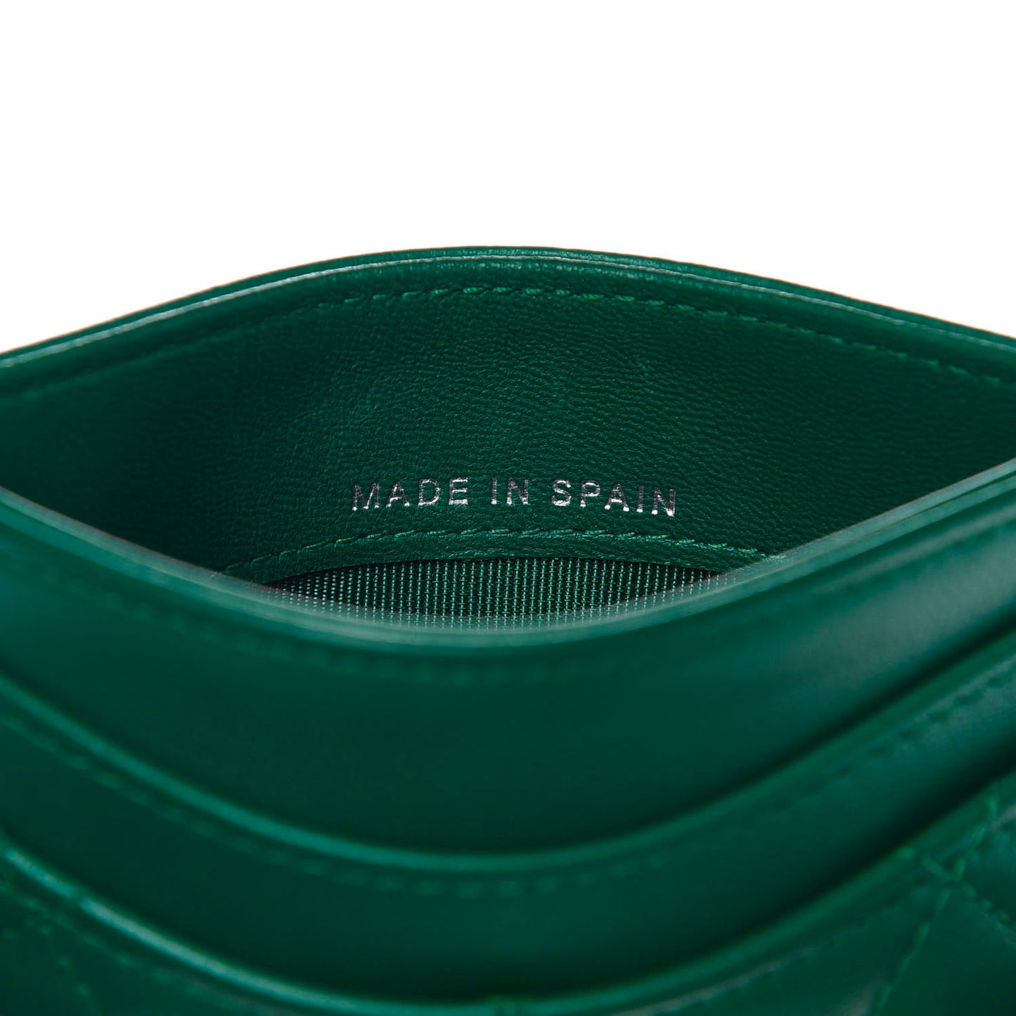 Lambskin Quilted Card Holder Green