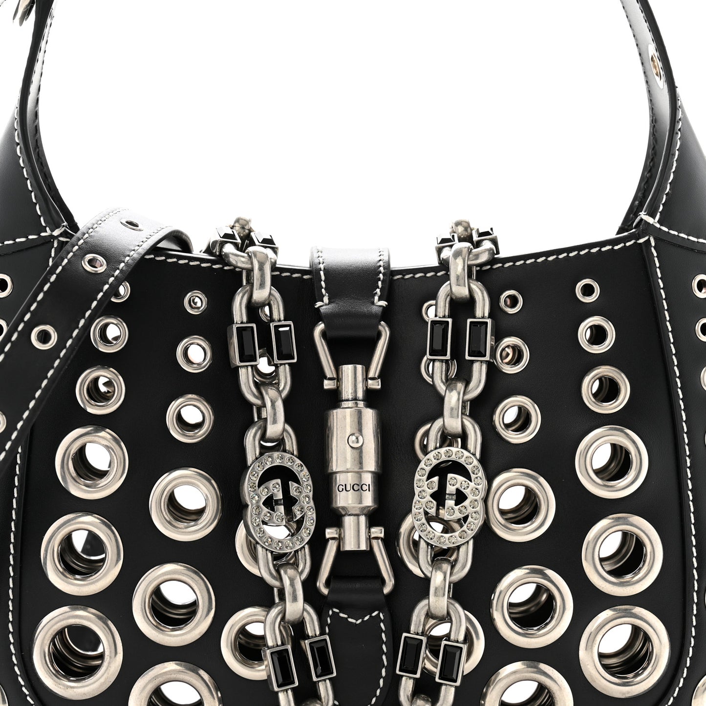 Calfskin Ha Ha Ha Jackie 1961 Eyelet Hobo Black