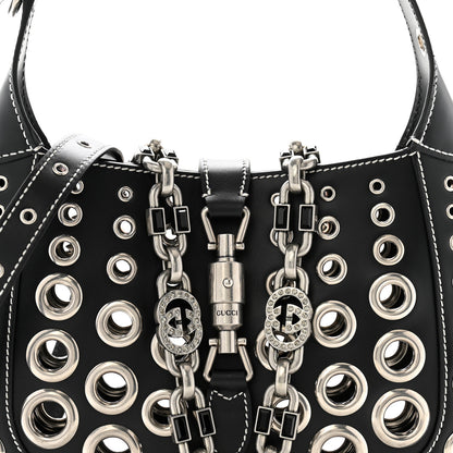Gucci Calfskin Ha Ha Ha Jackie 1961 Eyelet Hobo Black 9 of 13