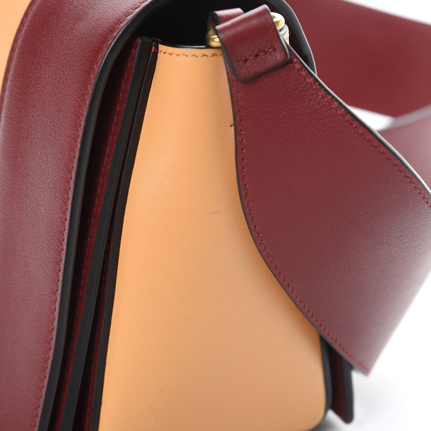 Shiny Smooth Calfskin Medium Frame Shoulder Bag Ruby Nude