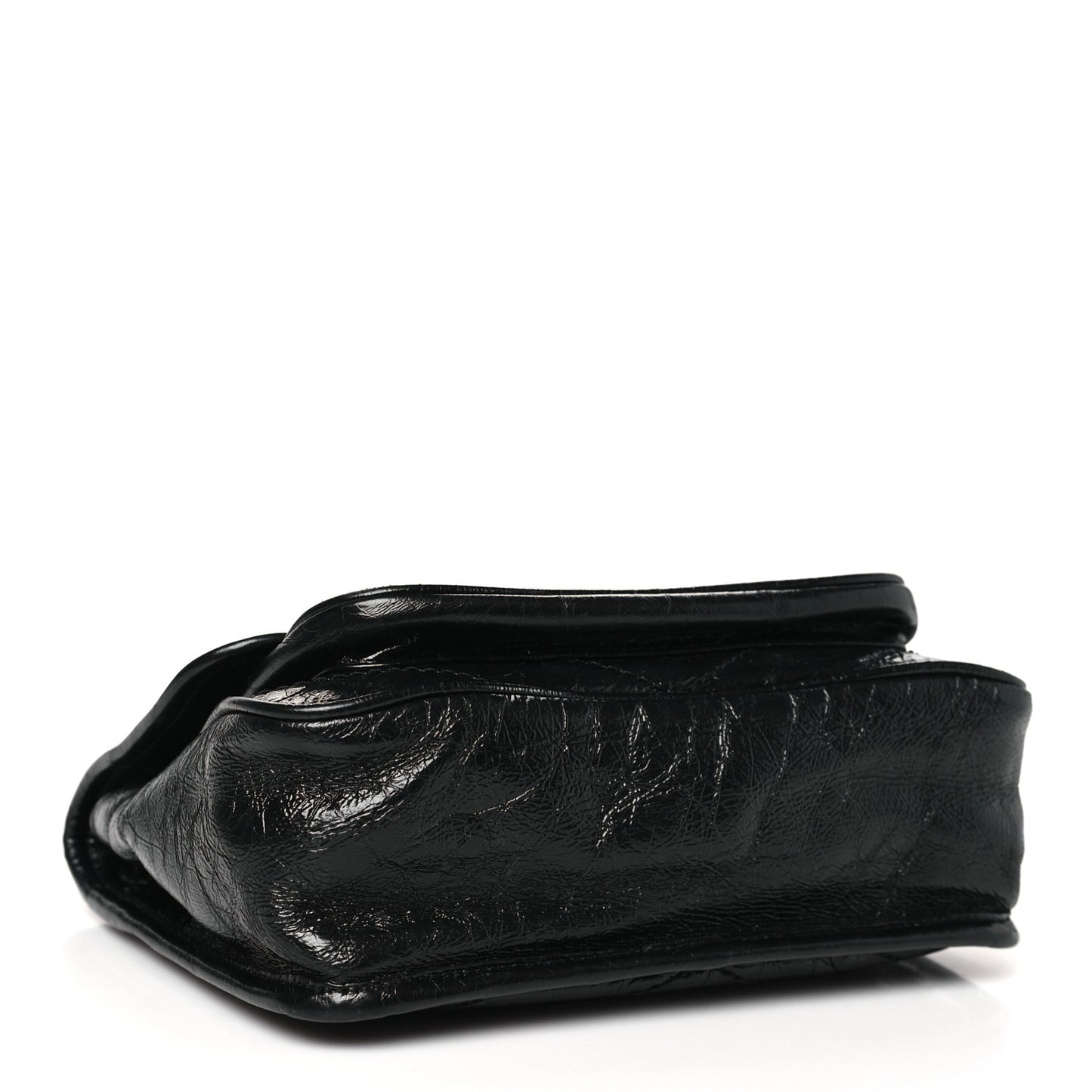 Crinkled Calfskin Matelasse Monogram Baby Niki Chain Satchel Black