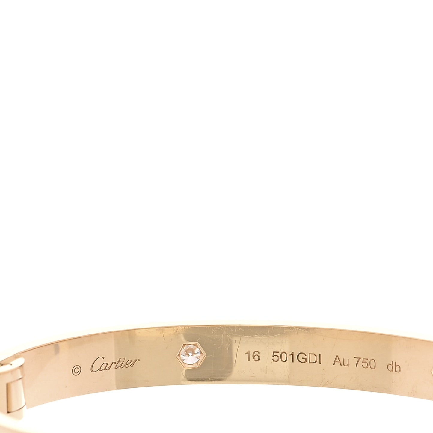 18K Yellow Gold 4 Diamond LOVE Bracelet 16