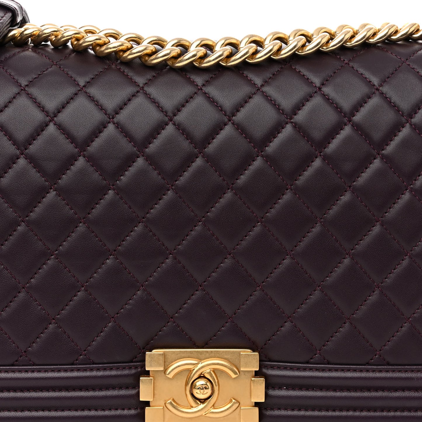 Lambskin Quilted New Medium Boy Flap Dark Purple