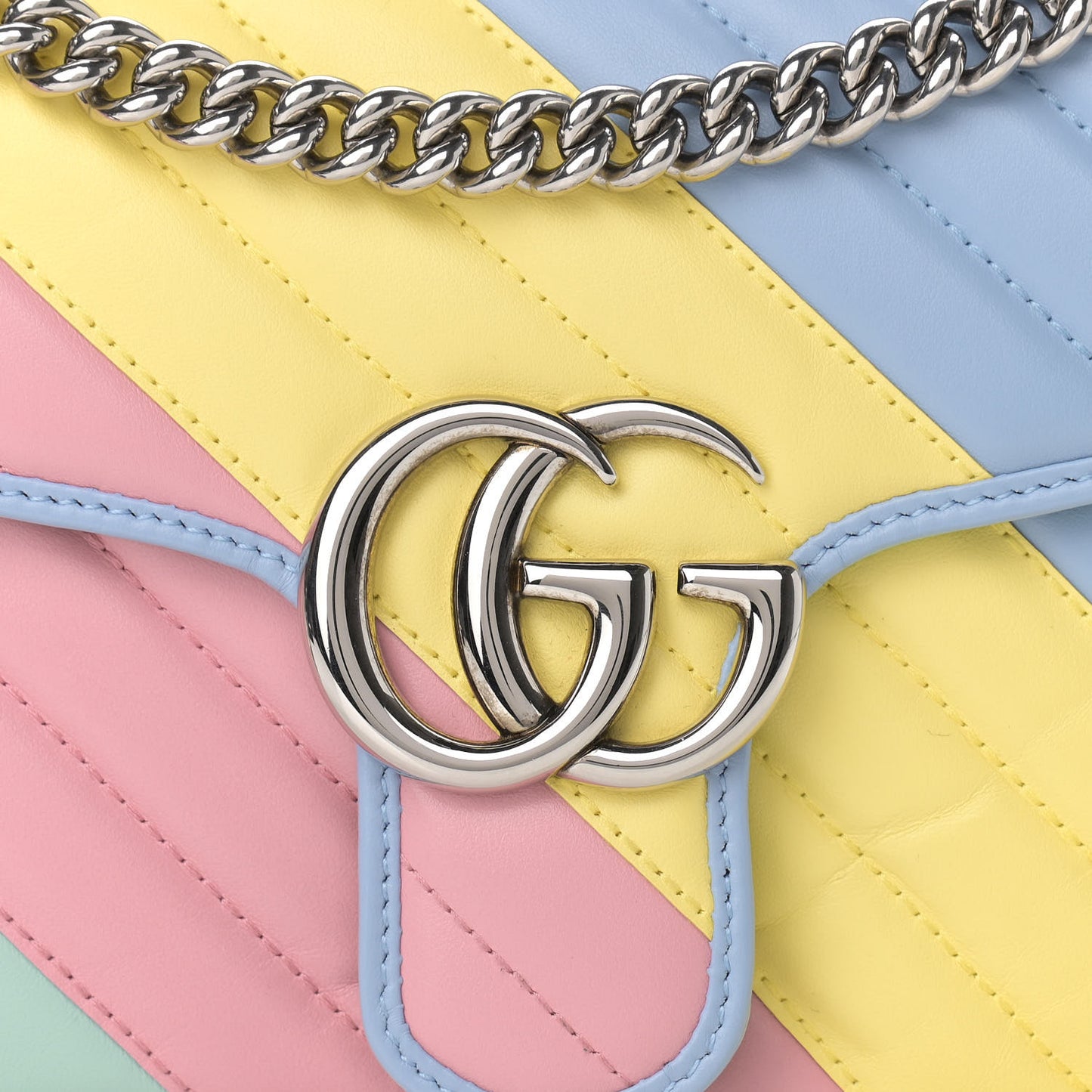 Calfskin Matelasse Diagonal Small GG Marmont Shoulder Bag Multicolor Pastel