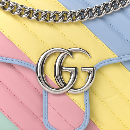 Gucci Calfskin Matelasse Diagonal Small GG Marmont Shoulder Bag Multicolor Pastel 8 of 11