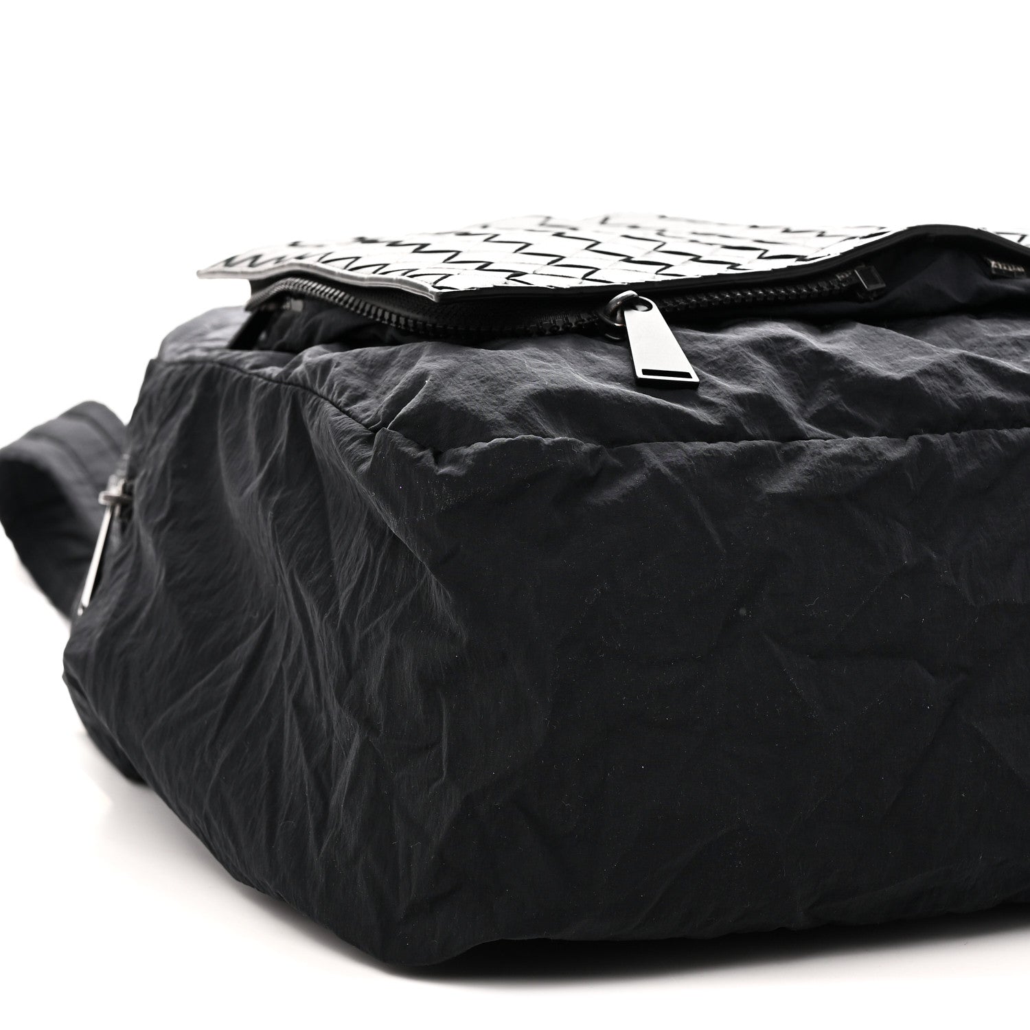 Bottega Veneta Nappa Nylon Intreccio Packable Backpack Black 9 of 10