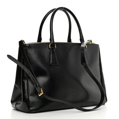 Prada Saffiano Vernice Medium Double Zip Tote Black 3 of 12