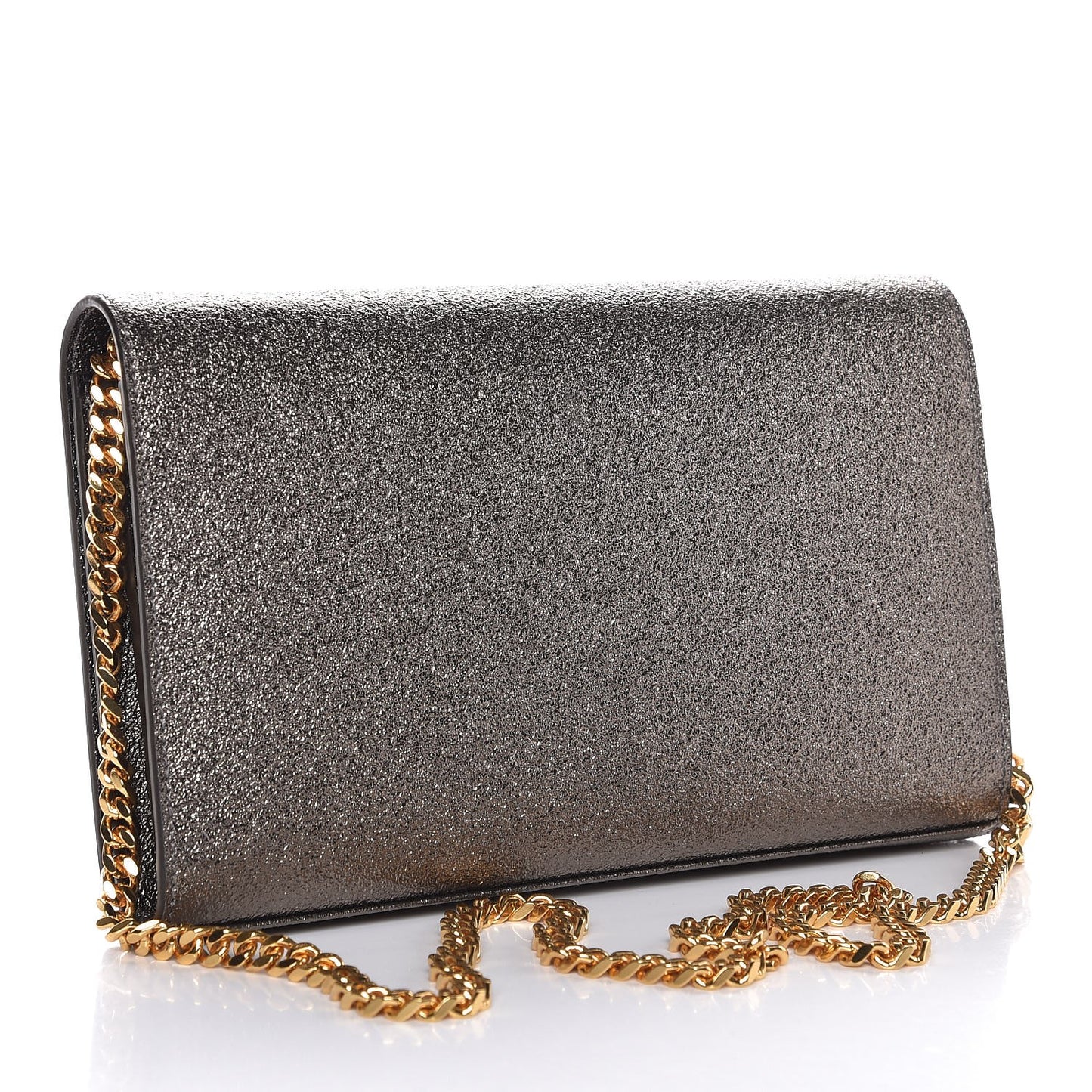 Grained Metallic Calfskin Monogram Chain Wallet Gris
