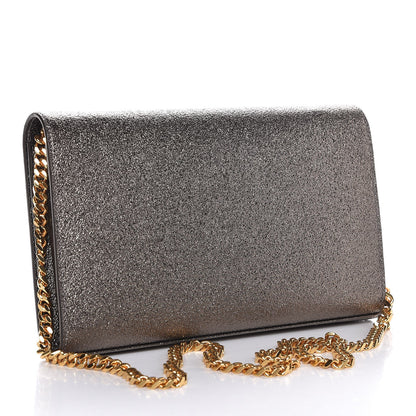 Saint Laurent Grained Metallic Calfskin Monogram Chain Wallet Gris 3 of 7