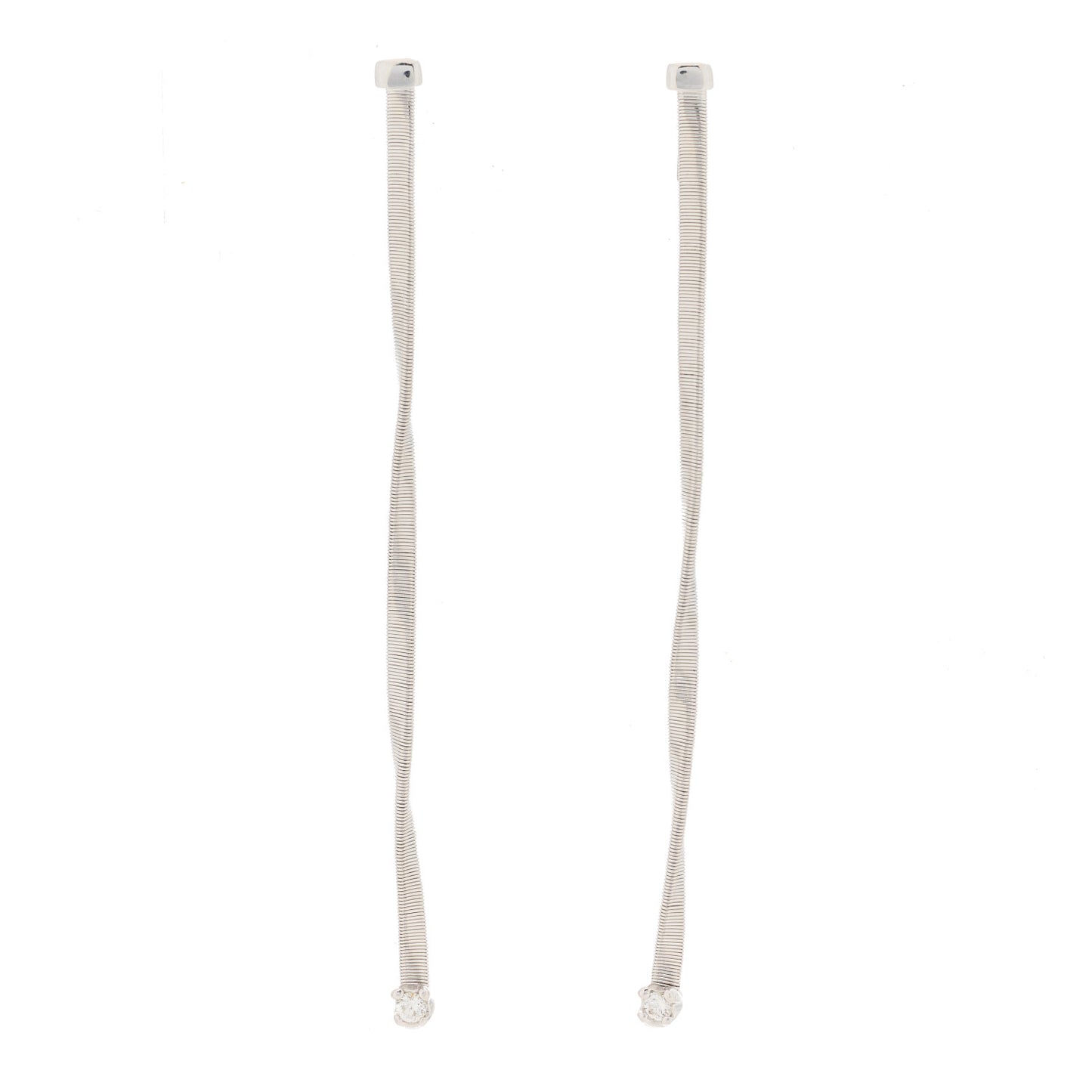 18K White Gold Diamond Silk Wist Drop Earrings