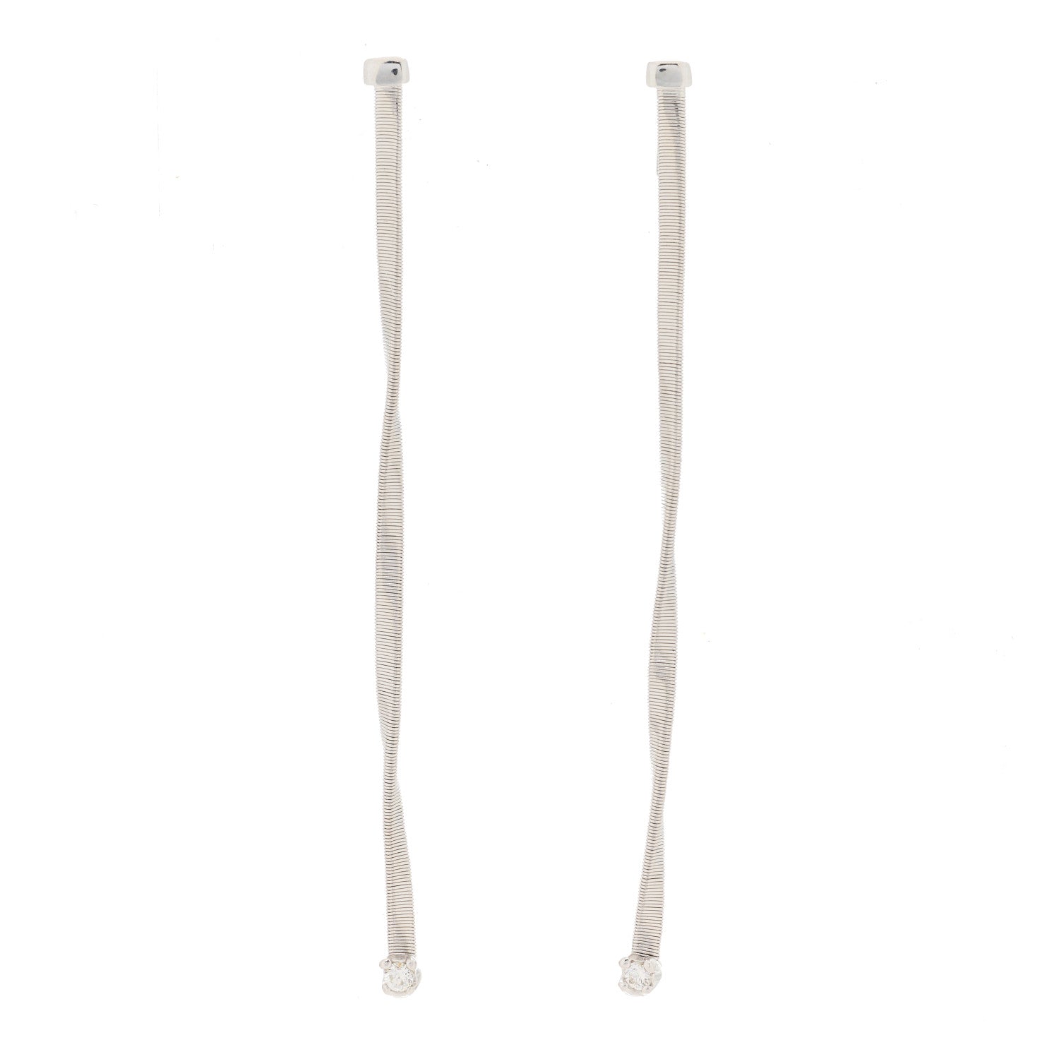 Marco Bicego 18K White Gold Diamond Silk Wist Drop Earrings 1 of 3