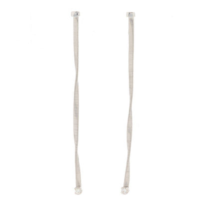 Marco Bicego 18K White Gold Diamond Silk Wist Drop Earrings 1 of 3