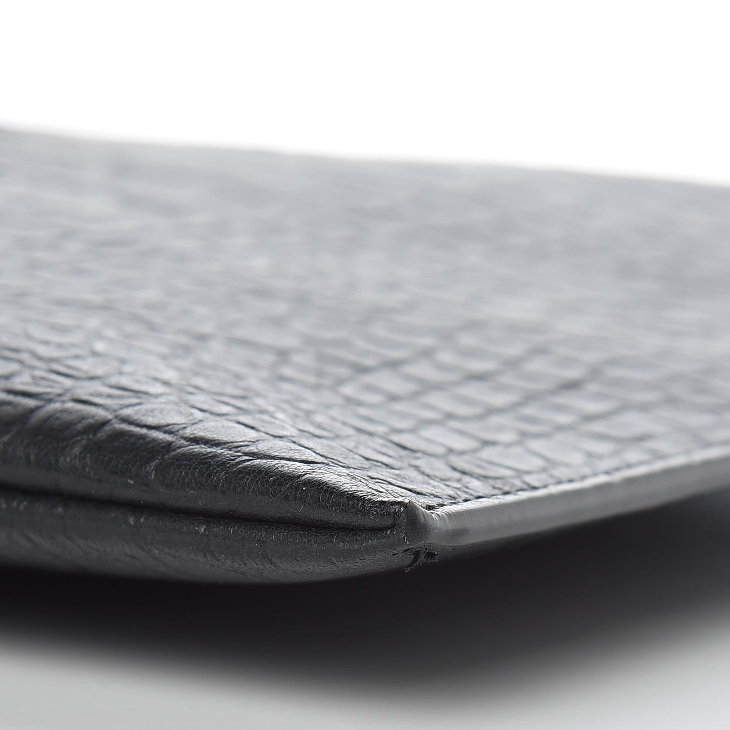 Calfskin Crocodile Embossed Monogram Document Holder Black