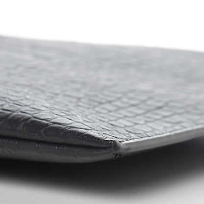 Saint Laurent Calfskin Crocodile Embossed Monogram Document Holder Black 9 of 9
