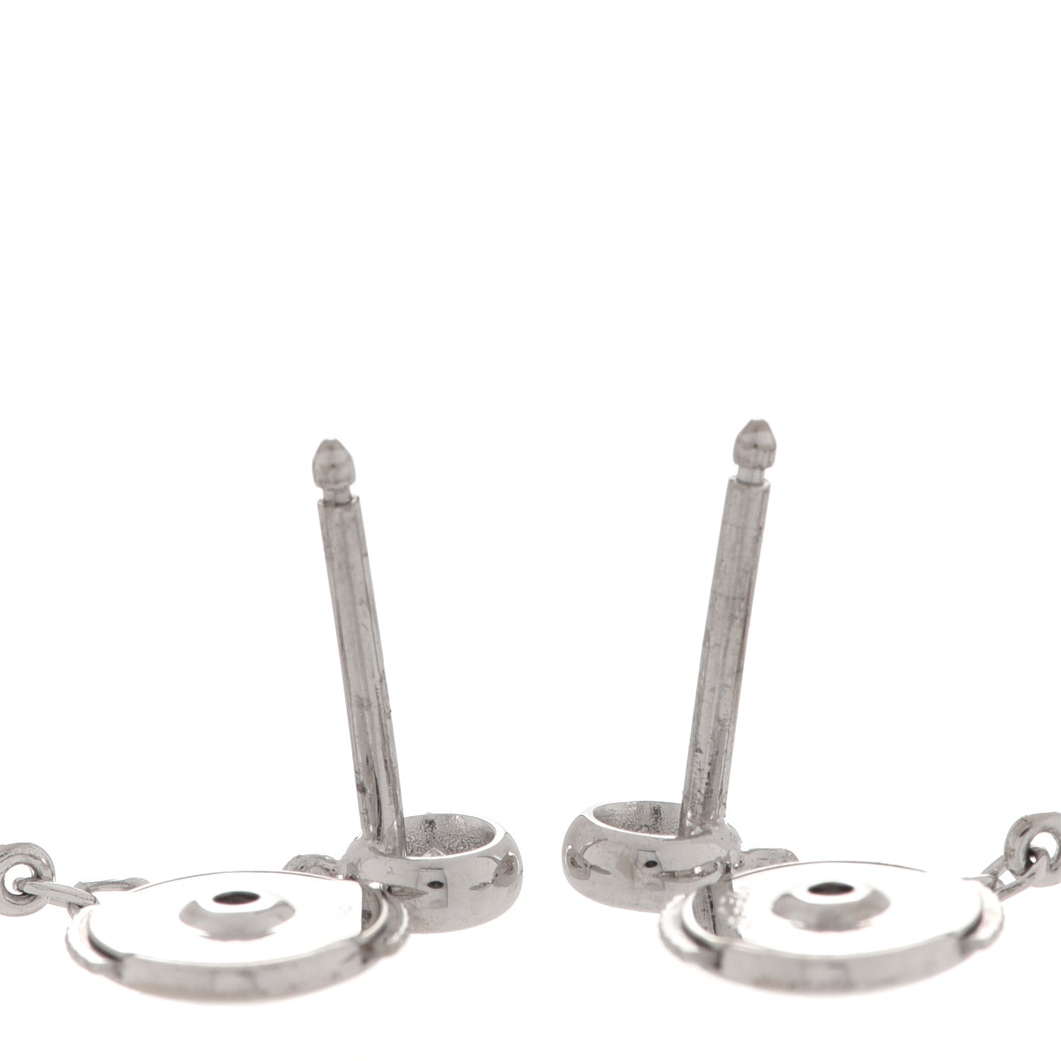 Chanel 18K White Gold Diamond Plume De Chanel Drop Earrings 8 of 10