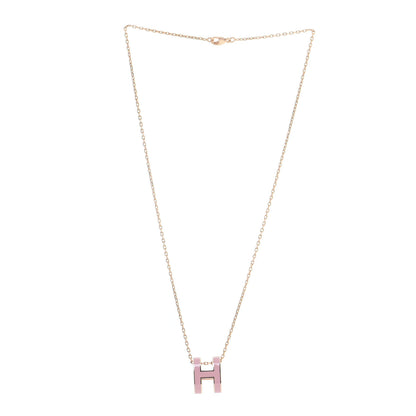 Hermes Lacquered Rose Gold Pop H Pendant Necklace Rose Dragee 4 of 6