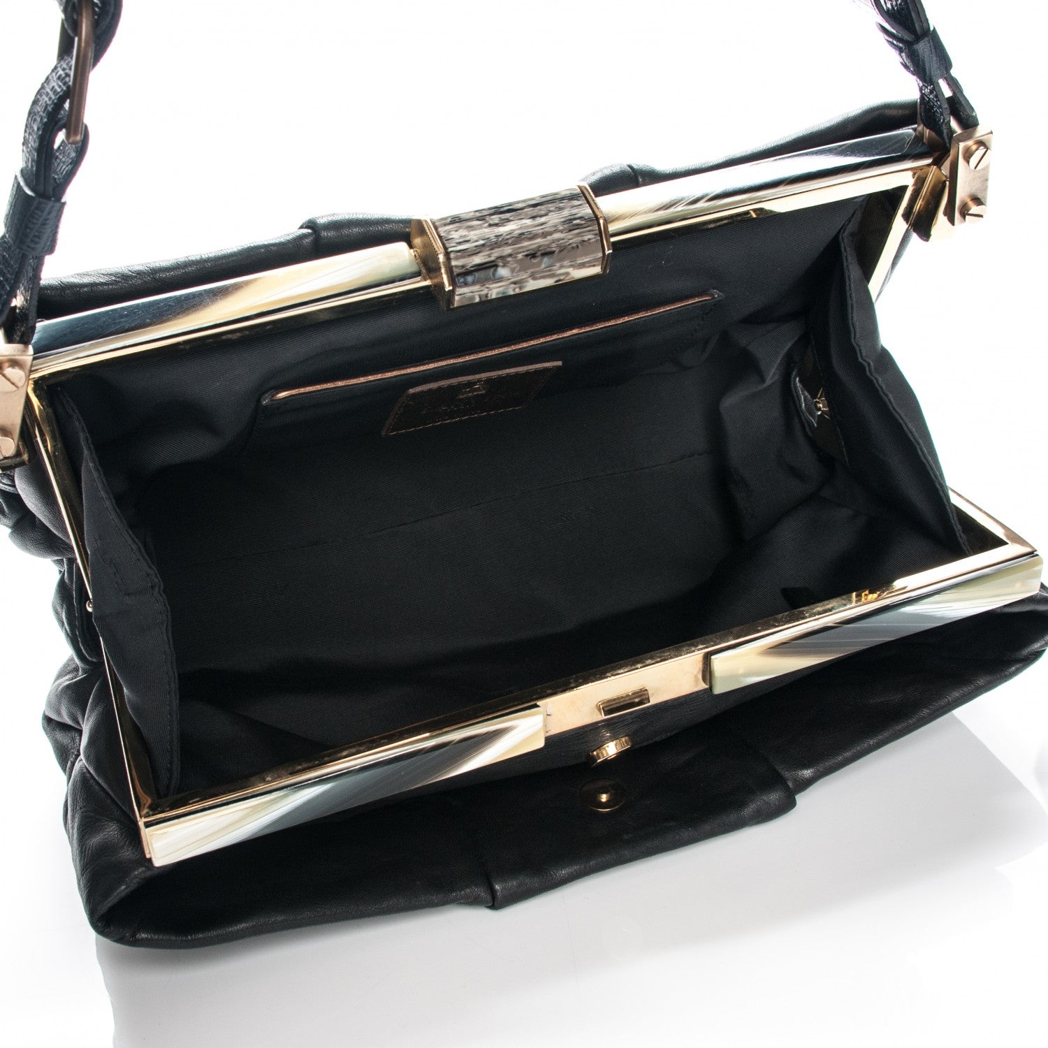 Lanvin Lambskin Draped Frame GM Shoulder Bag Black 5 of 7