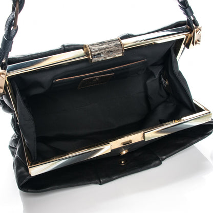 Lanvin Lambskin Draped Frame GM Shoulder Bag Black 5 of 7