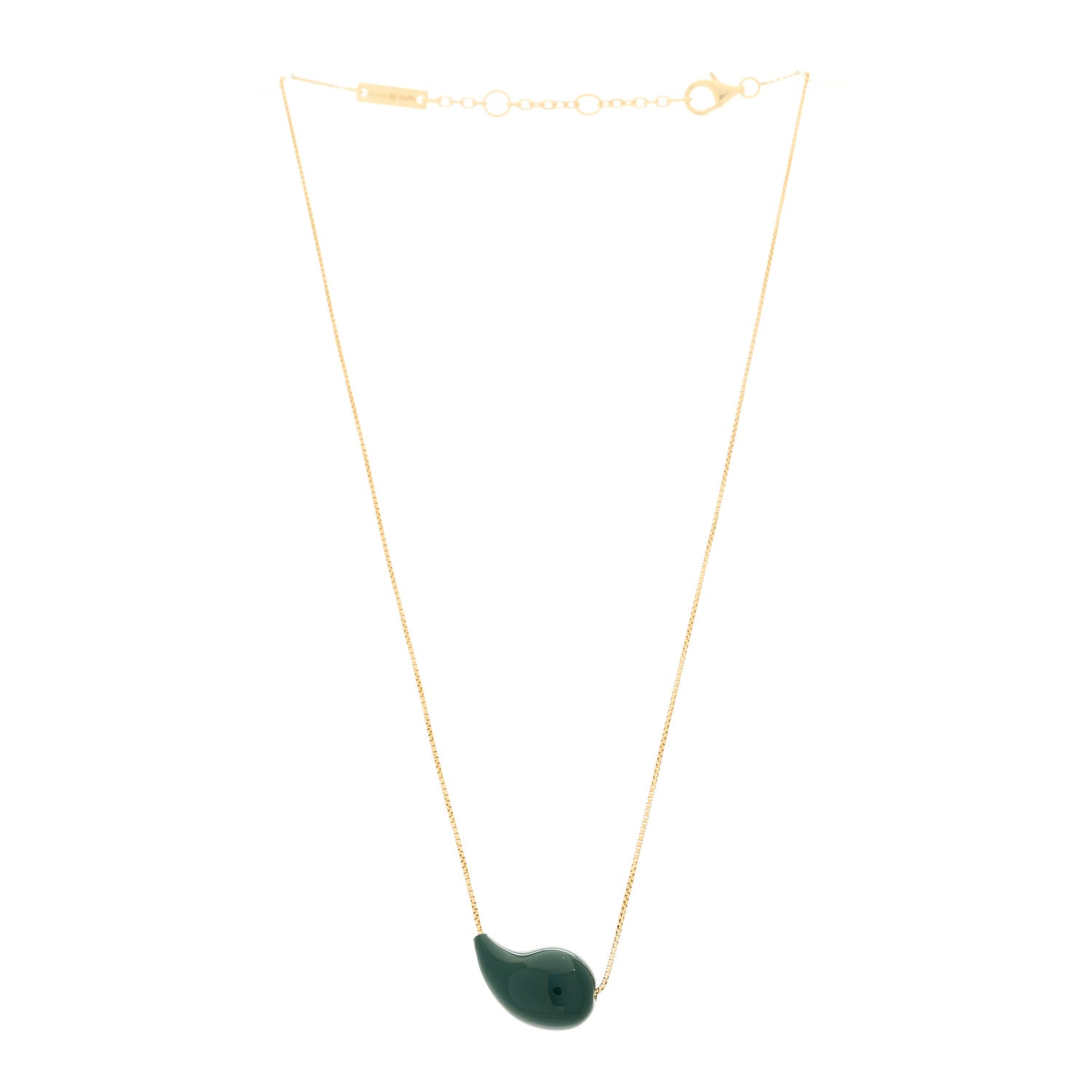 Bottega Veneta 18K Yellow Gold Sterling Silver Enamel Drop Pendant Necklace Green 3 of 6