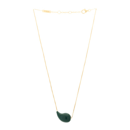Bottega Veneta 18K Yellow Gold Sterling Silver Enamel Drop Pendant Necklace Green 3 of 6