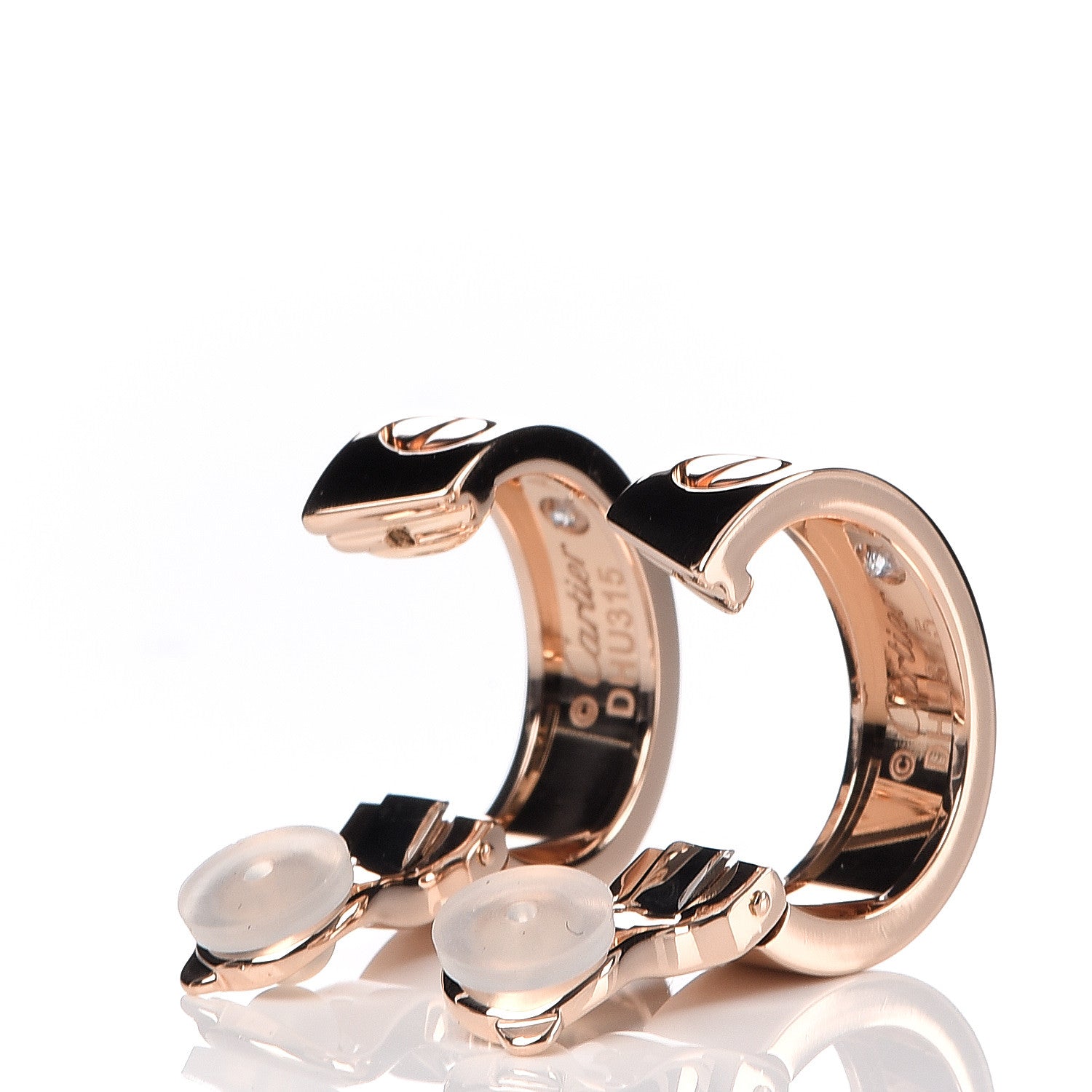 Cartier 18K Pink Gold 2 Diamond 5.5mm LOVE Hoop Clip-On Earrings 4 of 6
