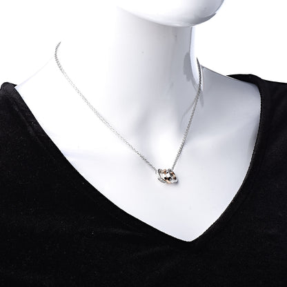 Cartier 18K White Pink Gold Diamond Three Ring LOVE Pendant Necklace 2 of 7