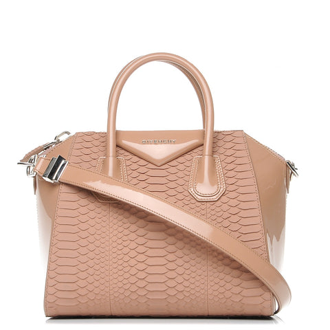 Python Patent Small Antigona Pink
